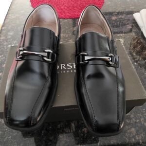 Florsheim Black Leather Dress Loafers with Silver Bit